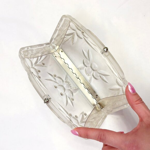 Vintage Lucite '50s clear clutch purse - Picture 5 of 7